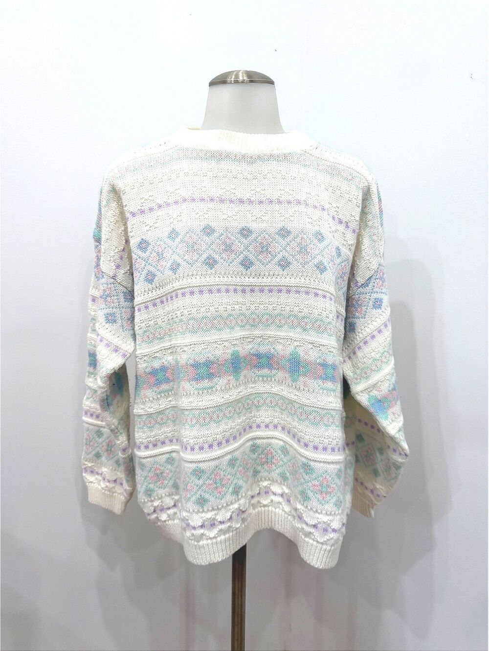 Vintage 80s Pastel Patterned Pullover Sweater Fall